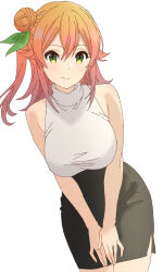 1girl black_skirt happy highres hinatsuki_mikan kirara_fantasia long_hair machikado_mazoku orange_eyes orange_hair white_sweater