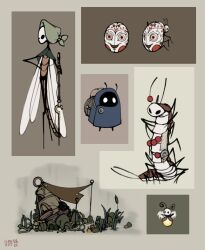  antennae brown_background bug centipede creature dragonfly firefly hollow_knight hollow_knight:_silksong marchel45952219 mimicry simple_background spear white_mask 