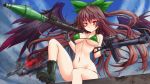  1920x1080 airplane alternate_costume as-val as_val assault_rifle bare_shoulders bikini black_hair black_wings boots bow breasts cleavage gloves gun hair_bow highres hips jet large_breasts legs long_hair navel red_eyes reiuji_utsuho rifle rocket_launcher rpg scope sitting solo sumapan suppressor swimsuit touhou underboob undersized_clothes very_long_hair wallpaper weapon wings 