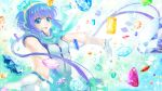  aoki_lapis blue_eyes blue_hair diamond gloves hair_ornament highres jewelry long_hair open_mouth outstretched_arms scarf smile solo sparkle spread_arms tourmaline twintails very_long_hair vocaloid wallpaper yamakawa_(sato) yamakawa_umi 