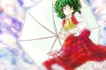  ascot closed_eyes eyes_closed green_hair kazami_yuuka kinosaki skirt skirt_set smile solo touhou umbrella youkai 