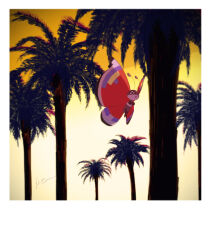  :o animal_focus antennae black_eyes border bug butterfly commentary full_body isutai looking_at_viewer no_humans open_mouth outdoors palm_tree pokemon pokemon_(creature) pokemon_focus simple_background sky solo symbol-only_commentary tree vivillon vivillon_(modern) white_border yellow_sky 