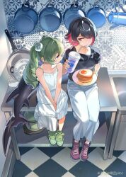 alternate_costume casual corin_wickes ellen_joe long_hair multiple_girls shark_girl shark_tail short_hair twintails zenless_zone_zero