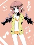  alternate_costume animal_ears bikini candy casual contemporary earrings grey_eyes hand_on_thigh highres hoodie jewelry lollipop musical_note mystia_lorelei navel no_hat no_headwear pale_skin pink_hair revision short_hair silver_eyes sketch solo swimsuit touhou urimono wings zipper 