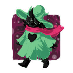  1:1 1boy 2018 2d animal_ears anthro black_boots black_fur boots closed_eyes commentary deltarune digital_media droopy_ears english_commentary fangs floppy_ears full_body furry furry_male glasses goat goat_boy green_hat green_robe hat horns ifadko male male_focus male_only pink_scarf ralsei ralsei_(hat) red_background robe round_eyewear scarf simple_background solo two-tone_background utdr_(toby_fox) walking white_background wizard_hat 