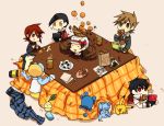  4boys black_hair blue_hair breaking brown_hair chikorita crystal_(pokemon) cyndaquil eating eevee food fruit gold_(pokemon) gold_(pokemon)_(remake) hat kotatsu kotone_(pokemon) marill multiple_boys multiple_girls nintendo_ds ookido_green ookido_green_(hgss) orange pikachu pokemon pokemon_(game) pokemon_gsc pokemon_hgss pokemon_rgby red_(pokemon) red_(pokemon)_(classic) red_hair redhead short_hair silver_(pokemon) silver_(pokemon)_(remake) table tomoyami totodile twintails 