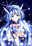  aoki_reika arvalion blue blue_background blue_eyes blue_hair bowtie brooch choker cure_beauty hair_tubes head_wings highres jewelry light_particles long_hair magical_girl payot precure smile smile_precure! solo tiara wrist_cuffs 