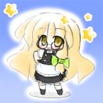  bespectacled blonde_hair blush chibi fang glasses hino_kuu kirisame_marisa long_hair looking_at_viewer open_mouth smile solo star touhou very_long_hair yellow_eyes 