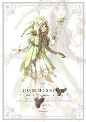  absurdres anime_coloring balloon boots braid brown_boots brown_hair chinese_commentary cloak commentary_request commission dot_nose dress floral_print green_cloak green_dress green_eyes hair_over_shoulder hair_ribbon happy highres holding holding_wand hood hood_up hooded_cloak infinity_nikki lace-trimmed_dress lace-up_boots lace_trim layered_dress long_hair long_sleeves looking_at_viewer medium_dress nikki_(series) open_mouth picture_frame plant pleated_dress print_cloak puffy_long_sleeves puffy_sleeves ribbon sample_watermark smile star_wand striped_clothes striped_dress stuffed_animal stuffed_toy stylist_(nikki) tachi-e teddy_bear twin_braids vertical-striped_clothes vertical-striped_dress very_long_hair vines wand watermark white_background white_dress yellow_ribbon yubing_liuliu zoom_layer 