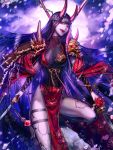  character_request corset demon fangs horns lips pale_skin red_eyes sengoku_saga smile sword thorns weapon yamada_rokkaku yoshihime 