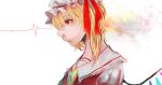  bad_id blonde_hair flandre_scarlet frea hat hat_ribbon red_eyes ribbon side side_ponytail solo touhou wings 