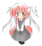 blush chibi head_wings hino_kuu koakuma long_hair looking_at_viewer red_eyes red_hair redhead solo touhou very_long_hair white_background wings