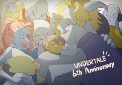  &gt;_&lt; 0_0 2021 2d 2others 3girls 4boys alphys ambiguous_gender animal_ears anniversary anthro armor asgore_dreemurr beard black_eyepatch black_tank_top blonde_hair blue_jacket blue_shirt blue_skin brothers brown_hair buck_teeth cape child closed_eyes coat copyright_name digital_media double_horizontal_stripe droopy_ears ear_fins english_text everyone eyepatch facial_hair female fins fish fish_girl floppy_ears flower flowey_(undertale) forut_dondon frisk_(undertale) furry furry_female furry_male ghost gloves goat goat_boy goat_ears goat_girl goat_horns grey_hood group_hug hand_on_another&#039;s_head happy head_fins headphones height_difference high_ponytail highres hood hood_down hooded_jacket horizontal-striped_clothes horns hug human humanoid jacket lab_coat lizard lizard_girl long_hair long_sleeves male mammal monster monster_boy monster_girl multiple_boys multiple_girls multiple_others napstablook open_clothes open_jacket papyrus_(undertale) pink_stripes plant ponytail purple_robe red_cape red_gloves red_hair reptile reptile_girl robe sans_(undertale) scalie sharp_teeth shirt short_hair siblings simple_background skeleton smile standing striped_clothes striped_shirt tank_top teeth text toriel two-tone_shirt undead undertale undyne upper_body utdr_(toby_fox) white_armor white_background white_coat white_fur white_horns white_shirt yellow_flower yellow_skin yellow_teeth 