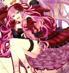  :d blue_eyes flower gloves hair_flower hair_ornament highres jellylily long_hair megurine_luka open_mouth outstretched_hand pink_hair ribbon rose smile solo very_long_hair vocaloid 