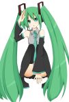  colored detached_sleeves green_hair hatsune_miku long_hair necktie panties shunkashuutou solo striped striped_panties twintails underwear very_long_hair vocaloid 