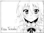  blush bow character_name english greyscale hair_down hairband k-on! monochrome nome_(nnoommee) short_hair solo tainaka_ritsu white_background 