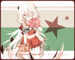  ;p bespectacled blue_eyes bow braid cheerleader glasses hair_bow ia_(vocaloid) long_hair looking_at_viewer midriff naniiro pink_hair pom_poms skirt smile solo thigh-highs thighhighs tongue twin_braids vocaloid wink zettai_ryouiki 