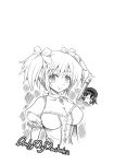  akemi_homura alternate_breast_size breasts chibi choker cleavage colonel_aki doujinshi drawing english eyelashes greyscale hair_ribbon hairband highres kaname_madoka large_breasts mahou_shoujo_madoka_magica mechanical_pencil monochrome multiple_girls pencil ribbon short_twintails sketch soul_gem text twintails white_background 