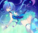  aoki_lapis blue_eyes blue_hair diamond gloves hair_ornament headset hyerry long_hair looking_at_viewer looking_back open_mouth panties scarf skirt smile solo striped striped_panties thigh-highs thighhighs tourmaline touyama_soboro twintails underwear very_long_hair vocaloid white_legwear 