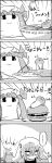  4koma bathing bowl braid comic crescent curry flat_gaze food funghi hamburger hat highres kirisame_marisa long_hair lying monochrome no_hat no_headwear noodles osawari_tantei patchouli_knowledge ramen smile tani_takeshi touhou translated yukkuri_shiteitte_ne 