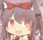  animal_ears black_hair bow cat_ears chibi face fang hair_bow hazuki_ruu long_hair original red_eyes solo touhou 