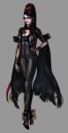  ass bayonetta bayonetta_(character) black_hair bodysuit breasts cleavage cleavage_cutout glasses gun hand_on_hip high_heels hips legs lips long_hair looking_at_viewer makeup mole shoes solo standing weapon yurizuka_(sergeant_heart) 