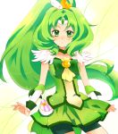  bike_shorts bowtie brooch choker circlet cure_march dress green green_dress green_eyes green_hair jako_(1293963) jewelry long_hair magical_girl midorikawa_nao ponytail precure shorts_under_skirt skirt smile_precure! solo tri_tails white_background wrist_cuffs 