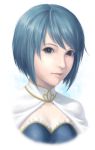  blue_eyes blue_hair bob_cut cape expressionless face highres lips looking_at_viewer magical_girl mahou_shoujo_madoka_magica miki_sayaka portrait realistic sakkan short_hair simple_background solo white_background 