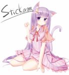  animal_ears bad_id breasts cat_ears cat_tail crescent long_hair patchouli_knowledge purple_eyes purple_hair simple_background sitting solo stickam tail touhou violet_eyes white_background yuzuki_(blossom) 