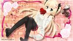  blonde_hair flower flowers green_eyes heart kobuichi long_hair thigh-highs thighhighs valentine 