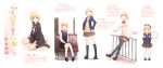  blonde_hair blush cardigan casual child contemporary green_eyes highres kokotetsu mizuhashi_parsee montage neckerchief partially_translated pointy_ears school_uniform short_hair skirt solo touhou translation_request young 