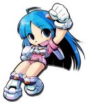  blue_hair boots burning_force chibi gloves hiromi_tengenji long_hair lowres namco source_request 