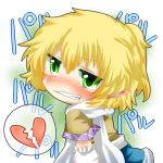  angry arm_warmers blonde_hair blush broken_heart chibi clenched_teeth frown green_eyes heart looking_at_viewer looking_back mizuhashi_parsee no_nose nose_blush pointy_ears ponytail rebecca_(keinelove) short_hair short_sleeves solo spoken_heart tears touhou 