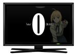  ahoge blonde_hair casual controller countdown fate/stay_night fate/zero fate_(series) green_eyes reflection remote_control saber sexy44 solo television 