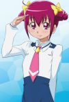  bad_id blush bow hair_bow hoshizora_miyuki manji_(tenketsu) necktie pink_eyes pink_hair precure school_uniform short_hair smile smile_precure! solo tenketu 