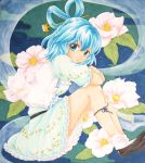  absurdres acrylic_paint_(medium) blue_eyes blue_hair flower hair_ornament hairpin highres kaku_seiga marker_(medium) millipen_(medium) sitting solo touhou traditional_media w0ru 