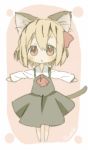  animal_ears barefoot blonde_hair cat_ears cat_tail chibi dress_shirt outstretched_arms qqm32xk9 red_eyes rumia shirt skirt solo spread_arms tail touhou youkai 