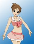  bikini bikini_skirt brown_eyes brown_hair fukuoka_katsumi hirasawa_ui k-on! ponytail short_hair swimsuit 