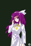  adjusting_glasses alphes_(style) asakura_rikako glasses hair_ribbon kaoru_(gensou_yuugen-an) labcoat long_hair parody purple_eyes purple_hair ribbon scientist solo style_parody touhou touhou_(pc-98) violet_eyes 