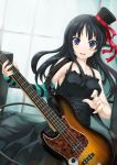  akiyama_mio bass_guitar black_hair don&#039;t_say_&quot;lazy&quot; don't_say_&quot;lazy&quot; dress fingerless_gloves gloves hat instrument k-on! long_hair mini_top_hat pepsimen solo top_hat 