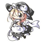  aoblue blonde_hair blue_eyes chibi hat highres kirisame_marisa ribbon solo touhou transparent_background wink witch witch_hat 