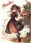  bow braid brown_eyes brown_hair buranko_(marchen) colored_pencil_(medium) dress food german hair_bow holding long_hair marchen meat pastel_(medium) plate satsuan0120 solo sound_horizon text title_drop traditional_media translated tree twin_braids 