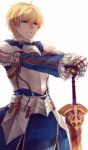  armor blonde_hair excalibur excalibur_(fate/prototype) fate/prototype fate_(series) male saber_(fate/prototype) short_hair sinsora solo sword weapon 