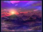  evening landscape manmanz mountain nature no_humans purple scenery souten_no_shiroki_kami_no_za:great_peak sunlight sunset twilight 