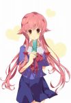  blush bow cellphone gasai_yuno hair_bow long_hair mirai_nikki phone pink_hair red_eyes school_uniform skirt smile solo twintails uminekoritorubasuta-zu very_long_hair 