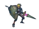  armor blonde_hair fantasy lance male nyath original polearm shield short_hair solo spear spike spikes standing weapon 