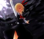  ascot blonde_hair hair_ribbon miyo_(ranthath) open_mouth outstretched_arms red_eyes ribbon rumia short_hair skirt skirt_set solo touhou youkai 