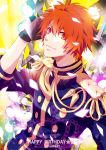  aiguillette black_gloves bust fingerless_gloves gloves ittoki_otoya kae_(rorock) male orange_eyes orange_hair short_hair smile solo uta_no_prince-sama whitepencil 