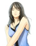  black_hair closed_eyes collarbone eyes_closed final_fantasy final_fantasy_viii highlights himasen jewelry long_hair necklace rinoa_heartilly simple_background v_arms white_background 