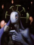  black_sclera blood cup double_(skullgirls) eyes headdress looking_at_viewer monster no_mouth no_nose red_eyes skullgirls solo teacup 